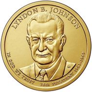  1 доллар 2015 «36-й президент Линдон Б. Джонсон» США (случайный монетный двор), фото 1 