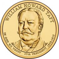  1 доллар 2013 «27-й президент Уильям Говард Тафт» США (случайный монетный двор), фото 1 
