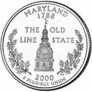  25 центов 2000 «Мэриленд» (штаты США) случайный монетный двор, фото 1 