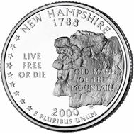  25 центов 2000 «Нью-Гемпшир» (штаты США) случайный монетный двор, фото 1 