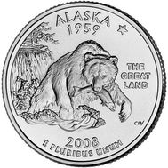 25 центов 2008 «Аляска» (штаты США), фото 1 