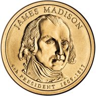  1 доллар 2007 «4-й президент Джеймс Мэдисон» США (случайный монетный двор), фото 1 
