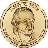  1 доллар 2009 «11-й президент Джеймс Нокс Полк» США (случайный монетный двор), фото 1 
