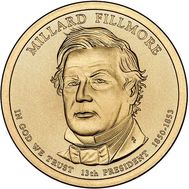  1 доллар 2010 «13-й президент Миллард Филлмор» США (случайный монетный двор), фото 1 