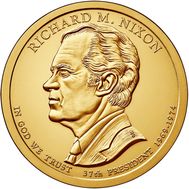  1 доллар 2016 «37-й президент Ричард М. Никсон» США (случайный монетный двор), фото 1 
