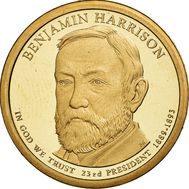  1 доллар 2012 «23-й президент Бенджамин Гаррисон» США (случайный монетный двор), фото 1 