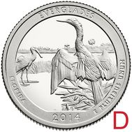  25 центов 2014 «Национальный парк Эверглейдс» (25-й нац. парк США) D, фото 1 