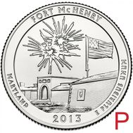  25 центов 2013 «Форт Мак-Генри» (19-й нац. парк США) P, фото 1 