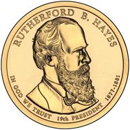  1 доллар 2011 «19-й президент Ратерфорд Хейз» США (случайный монетный двор), фото 1 