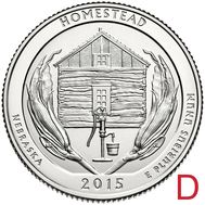  25 центов 2015 «Национальный монумент Гомстед» (26-й нац. парк США) D, фото 1 