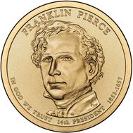  1 доллар 2010 «14-й президент Франклин Пирс» США (случайный монетный двор), фото 1 