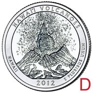  25 центов 2012 «Национальный парк Гавайские вулканы» (14-й нац. парк США) D, фото 1 