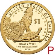  1 доллар 2013 «Договор с делаварами» США P (Сакагавея), фото 1 