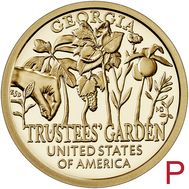  1 доллар 2019 «Сад попечителей, Джорджия» P (Американские инновации), фото 1 