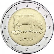  2 евро 2016 «Корова» Латвия, фото 1 