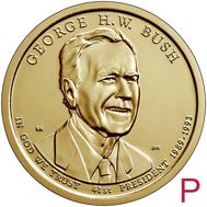 1 доллар 2020 «41-й президент Джордж Буш старший» США P, фото 1 