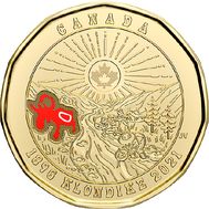 1 доллар 2021 «Золотая лихорадка» на Клондайке» Канада (цветная), фото 1 