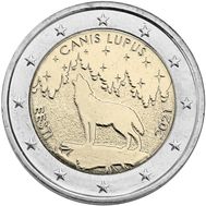  2 евро 2021 «Волк — национальное животное» Эстония, фото 1 