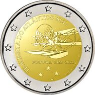  2 евро 2022 «100-летие первого южноатлантического воздушного перехода» Португалия, фото 1 