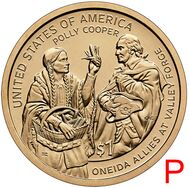  1 доллар 2026 «Полли Купер и Джордж Вашингтон» США P, фото 1 