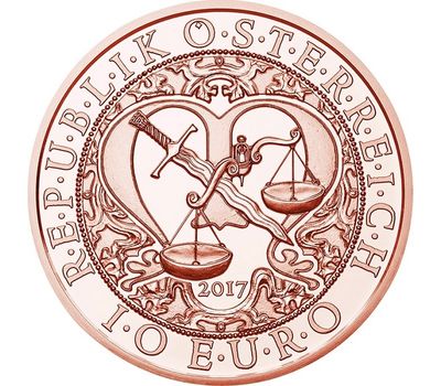  Монета 10 евро 2017 «Ангел-хранитель Михаил» Австрия, фото 2 