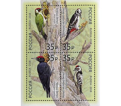  Квартблок «Фауна России. Дятлы» 2018, фото 1 