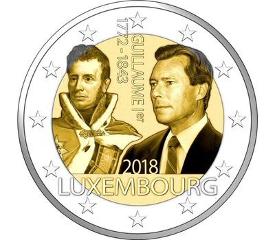  Монета 2 евро 2018 «175 лет со дня смерти Великого герцога Гийома I» Люксембург, фото 1 