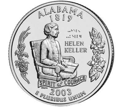 Монета 25 центов 2003 «Алабама» (штаты США) случайный монетный двор, фото 1 
