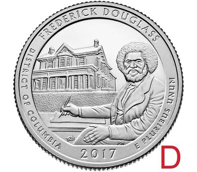  Монета 25 центов 2017 «Фредерик Дуглас» (37-й нац. парк США) D, фото 1 