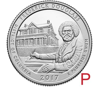  Монета 25 центов 2017 «Фредерик Дуглас» (37-й нац. парк США) P, фото 1 