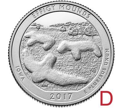  Монета 25 центов 2017 «Эффиджи-Маундз» (36-ой нац. парк США) D, фото 1 