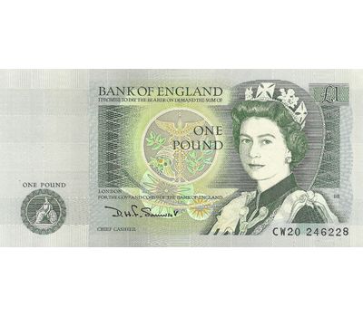  Банкнота 1 фунт 1978 «Исаак Ньютон» Великобритания Пресс, фото 2 