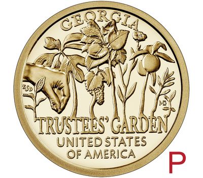  Монета 1 доллар 2019 «Сад попечителей, Джорджия» P (Американские инновации), фото 1 