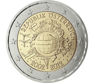  Монета 2 евро 2012 «10 лет наличному обращению евро» Австрия, фото 1 