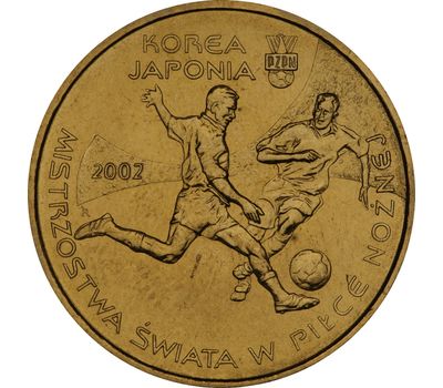  Монета 2 злотых 2002 «Чемпионат мира по футболу 2002 Корея/Япония» Польша, фото 1 