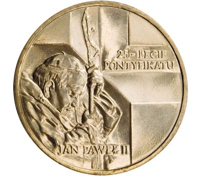  Монета 2 злотых 2003 «Иоанн Павел II - 25-летие понтификата» Польша, фото 1 