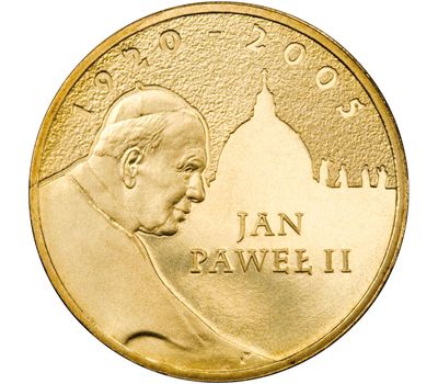  Монета 2 злотых 2005 «Папа Иоанн Павел II (1920-2005)» Польша, фото 1 