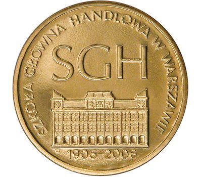  Монета 2 злотых 2006 «100-летие школы экономики в Варшаве» Польша, фото 1 