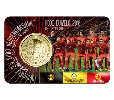  Монета 2,5 евро 2018 «Красные дьяволы» — национальная сборная по футболу» Бельгия (в коинкарте), фото 3 