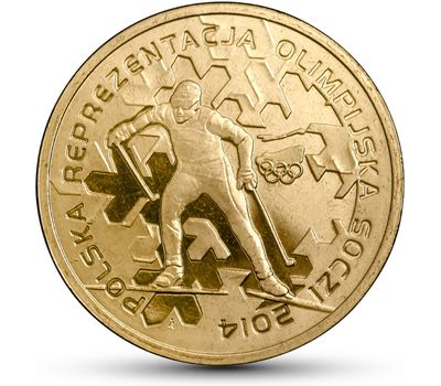  Монета 2 злотых 2014 «Польская олимпийская сборная в Сочи 2014» Польша, фото 1 