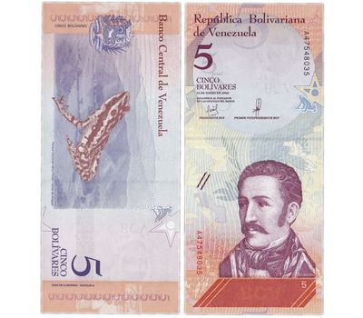  Банкнота 5 боливар 2018 Венесуэла Пресс, фото 1 