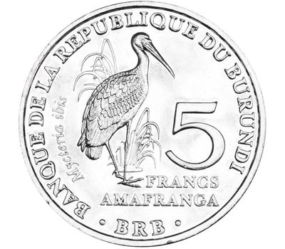  Монета 5 франков 2014 «Африканский клювач» Бурунди, фото 1 