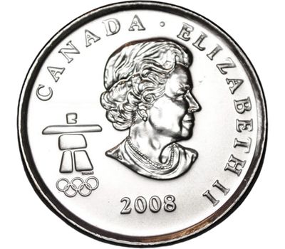  Монета 25 центов 2008 «Бобслей. XXI Олимпийские игры 2010 в Ванкувере» Канада, фото 2 