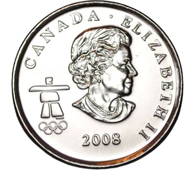  Монета 25 центов 2008 «Сноуборд. XXI Олимпийские игры 2010 в Ванкувере» Канада, фото 2 