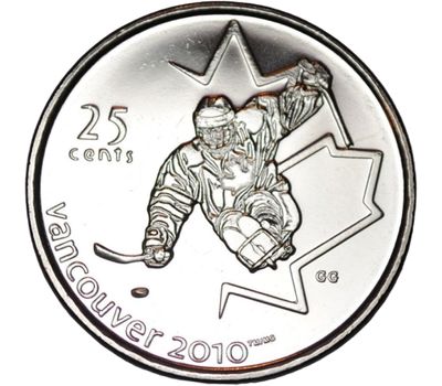  Монета 25 центов 2009 «Следж-хоккей. XXI Олимпийские игры 2010 в Ванкувере» Канада, фото 1 