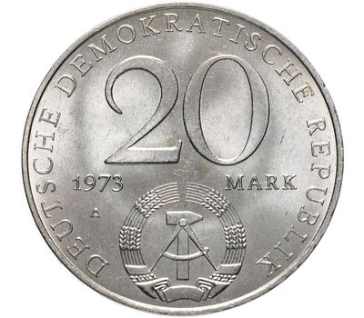  Монета 20 марок 1973 «Отто Гротеволь» Германия, фото 2 
