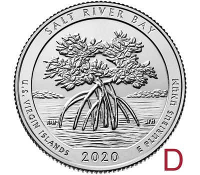  Монета 25 центов 2020 «Солт Ривер Бэй» (53-й нац. парк США) D, фото 1 