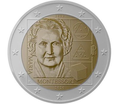  Монета 2 евро 2020 «150 лет со дня рождения Марии Монтессори» Италия, фото 1 
