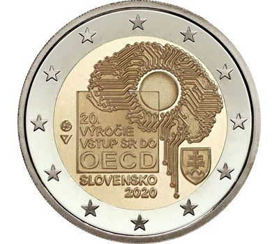  Монета 2 евро 2020 «20 лет вступления в ОЭСР» Словакия, фото 1 