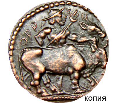  Монета диобол 74 до н.э. «Буйволы» Древняя Греция (копия), фото 1 